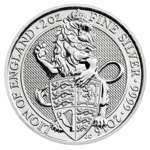 2016 Silver Great Britain Queen's Beasts (The Lion) - 2 oz-Impaired
