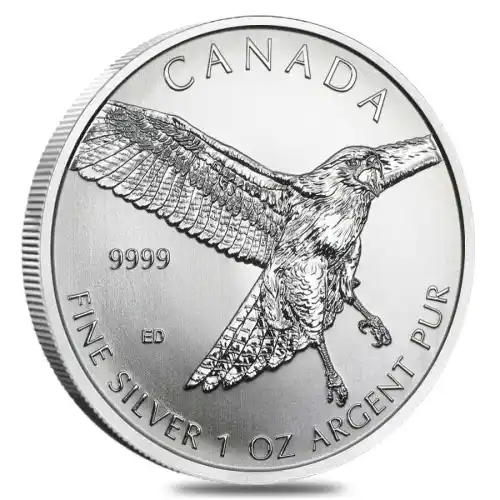 2015 Silver Canadian Birds of Prey Red-Tailed Hawk - 1 oz-Impaired