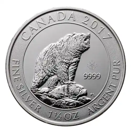 2017 Silver 1.5 oz Canadian Grizzly Bear