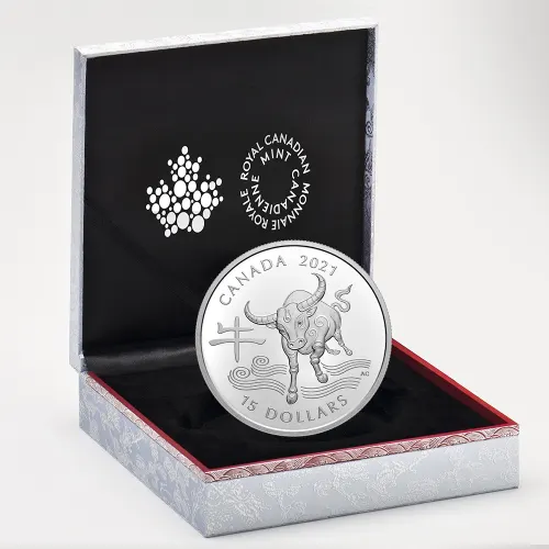 2021 Canada $15 Lunar Year of the Ox 1 oz Silver Proof