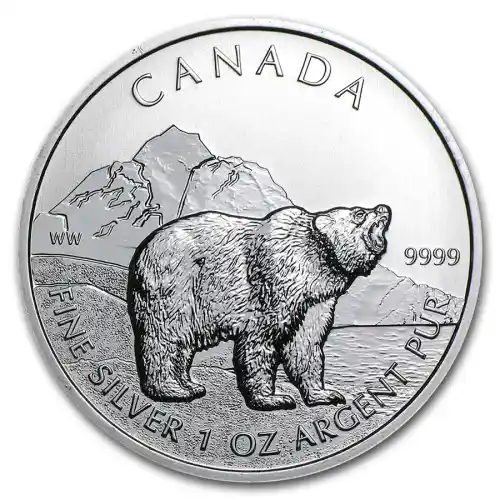 2011 Canada Wildlife Grizzly Bear 1 oz Silver BU