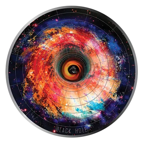 2021 Niue Universe Black Hole 2 oz Silver UV Antiqued