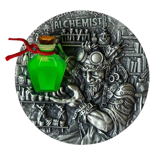 2022 Niue Alchemist 2 oz Silver Antique Coin-Impaired