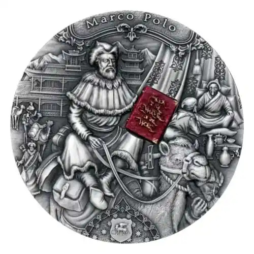 2022 Silver 2 oz Niue Famous Explorers: Marco Polo Antiqued HR