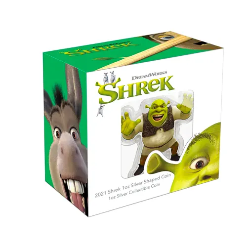 2021 Niue Shrek Shaped 1 oz Silver Colored Proof