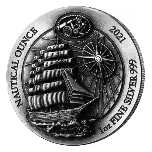 2021 Rwanda Nautical Ounce Sedov 1 oz Silver HR Antiqued