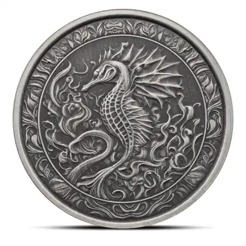 2023 1 oz Samoa Seahorse Silver Coin (Antiqued)