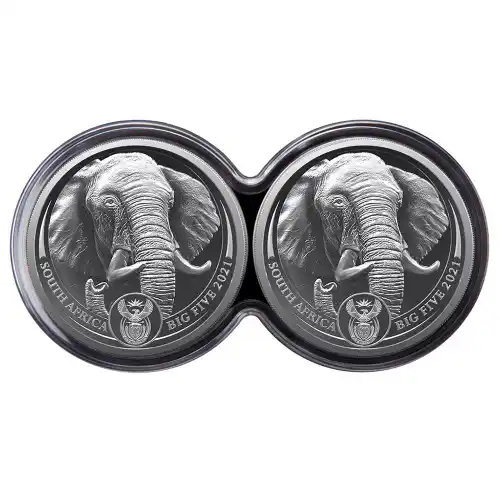 2021 S Africa Big Five II Elephant 1 oz Silver Proof 2-Coin Set