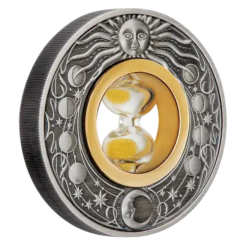 2021 Tuvalu Hourglass 2 oz Silver Antiqued