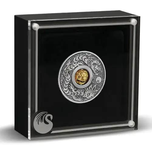 2024 1 oz Tuvalu Rotating Charm Lunar Dragon Silver Coin (Antiqued)