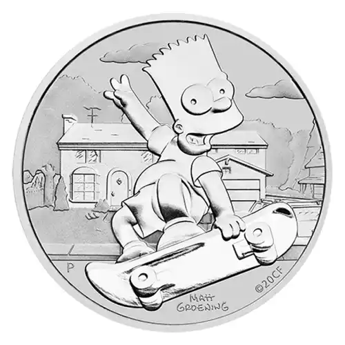 2020 Tuvalu Bart Simpson 1 oz Silver BU