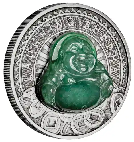 2019 Tuvalu Laughing Buddha Antiqued 1 oz Silver