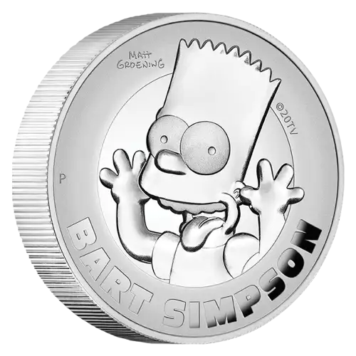 2022 Tuvalu Bart Simpson 2 oz Silver High Relief Proof