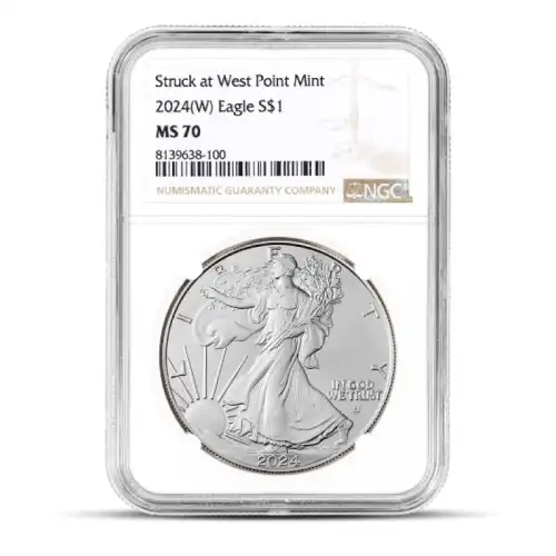 2024 1 oz America Silver Eagle Coin NGC MS70 (Brown Label)