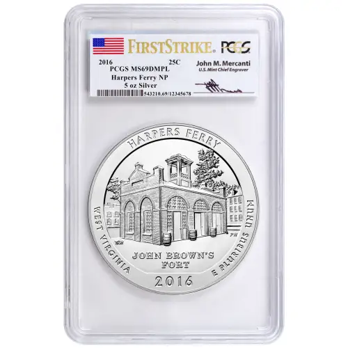 2016 Silver 5 oz ATB Harper's Ferry NP First Strike PCGS MS69 DMPL (Mercanti)