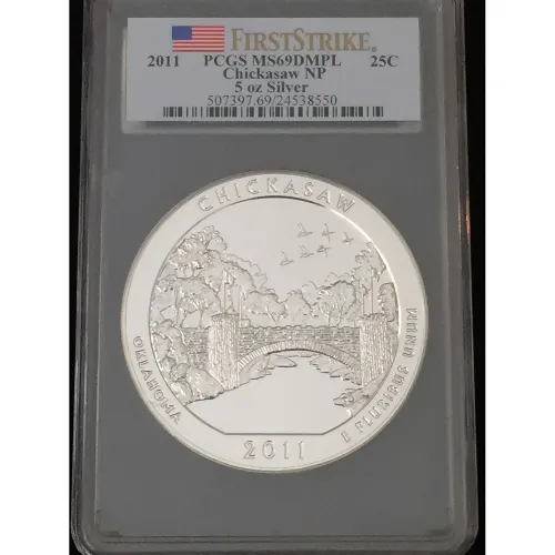 2011 Silver 5 oz ATB Chickasaw NP First Strike PCGS MS69 DMPL