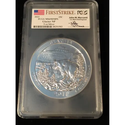 2011 Silver 5 oz ATB Glacier NP First Strike PCGS MS69 DMPL (Mercanti)