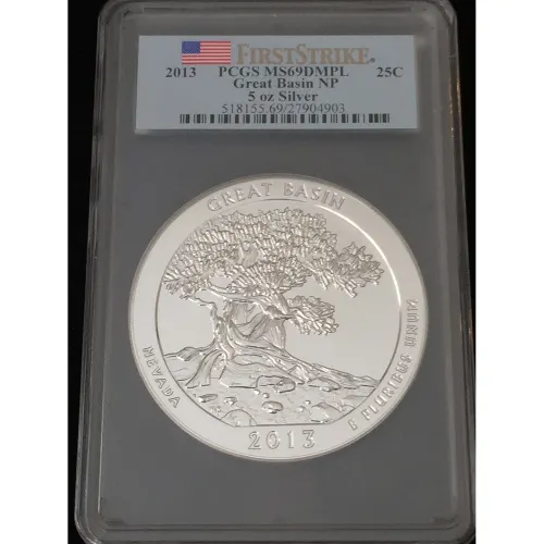 2013 Silver 5 oz ATB Great Basin NP First Strike PCGS MS69 DMPL