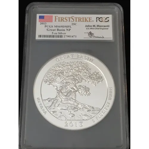 2013 Silver 5 oz ATB Great Basin NP First Strike PCGS MS69 DMPL (Mercanti)