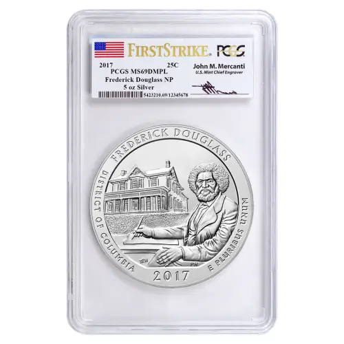 2017 Silver 5 oz ATB Frederick Douglass NP First Strike PCGS MS69 DMPL (Mercanti)