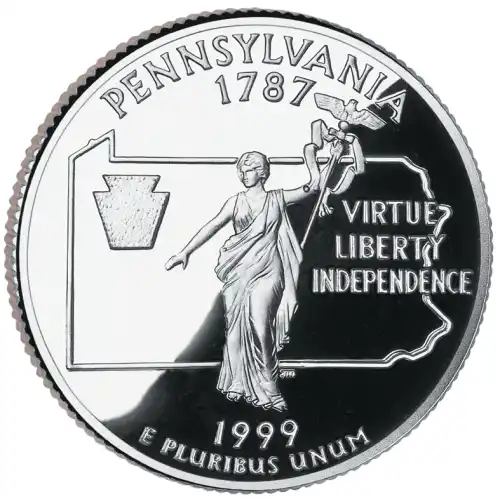 1999-S Silver Proof State Quarter - PENNSYLVANIA
