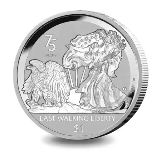 2022 BVI Walking Liberty 75th Anniversary 1 oz Silver Reverse Frosted Coin