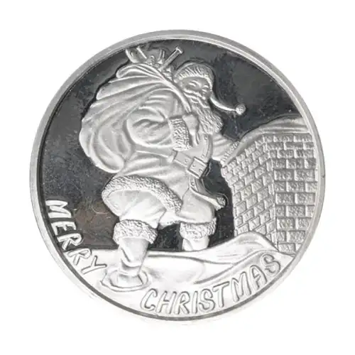 Silver - 1 oz Christmas Round (Santa On The Roof)