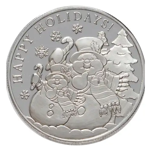 Silver - 1 oz Christmas Round (Snowman Happy Holidays)
