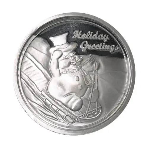 Silver - 1 oz Christmas Round (Snowman On Sled)