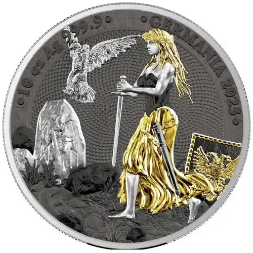 2023 Silver 10 oz Lady Germania Ennobled BU Round ANA