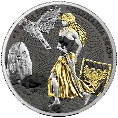 2023 Silver 2 oz Lady Germania Ennobled BU Round ANA