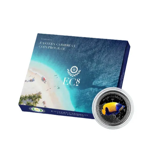 2021 Silver 1 oz Montserrat Angelfish Coin Proof (Colored)