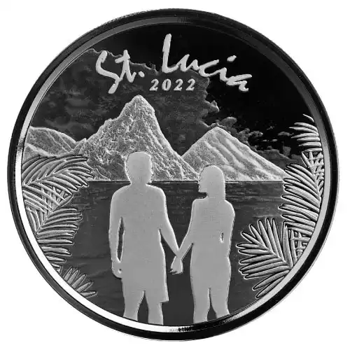 2022 Silver 1 oz St. Lucia: Romantic Couple BU