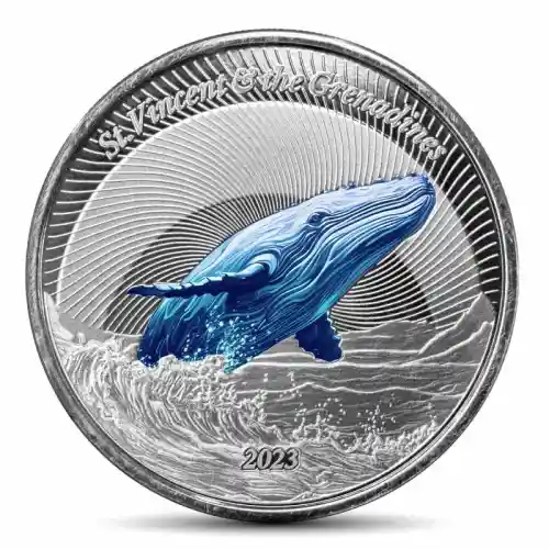 2023 1 oz St. Vincent Grenadines Humpback Whale Silver Coin Proof (Colored)