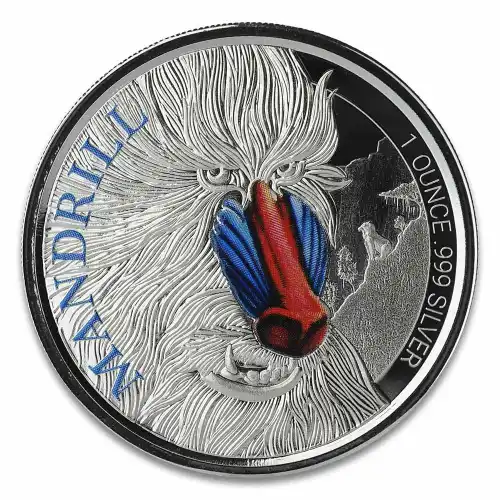 2020 Cameroon Mandrill Monkey 1 oz Silver Proof (Colored)