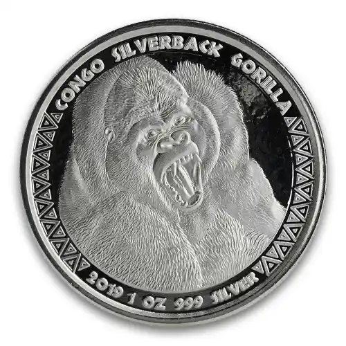 2019 Republic of Congo Gorilla Silver 1 oz