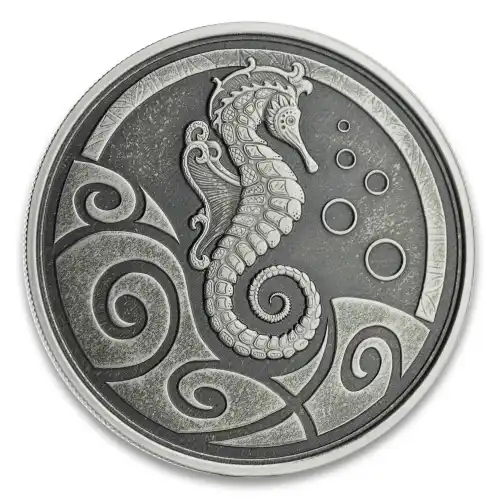 2019 1 oz Samoa Seahorse Silver Coin (Antiqued)