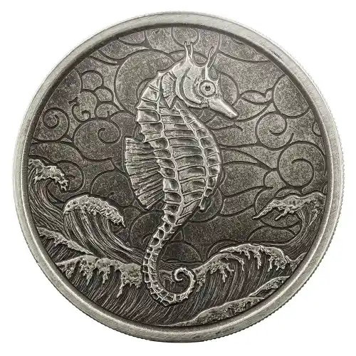 2020 Samoa Seahorse 1 oz Silver Antiqued
