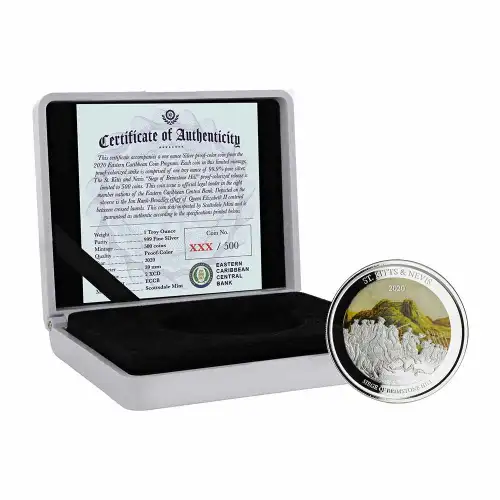 2020 EC8 St Kitts Nevis Brimstone Hill 1 oz Silver Proof (Color)