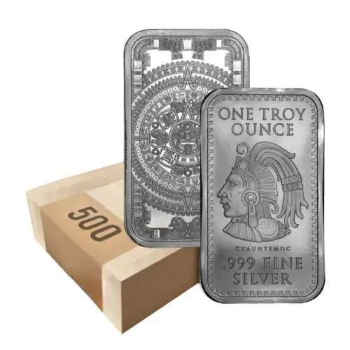 1 oz Aztec Calendar Silver Bar - Box of 500