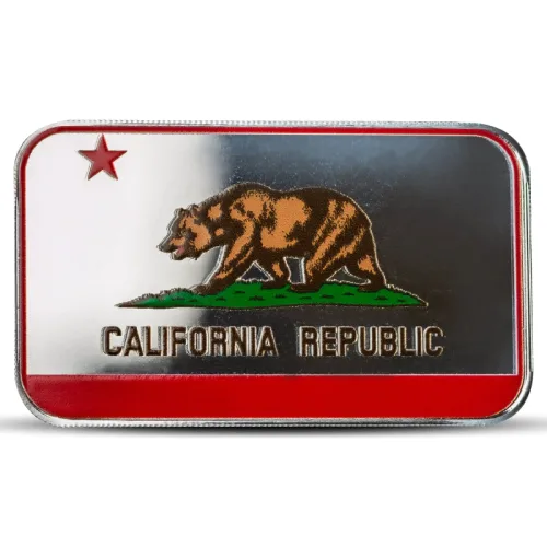 1 oz California State Flag Silver Bar (Colored)