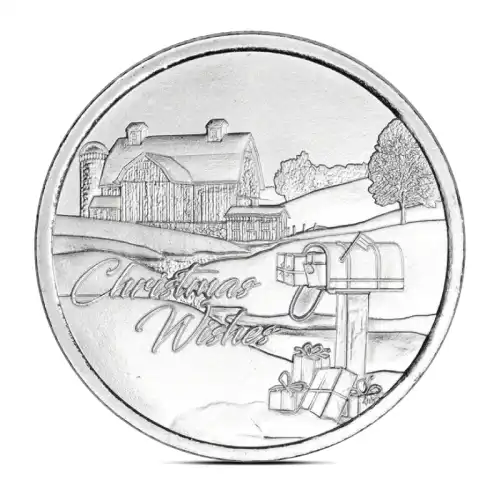 1 oz Christmas Barn Holiday Wishes Silver Round-Impaired