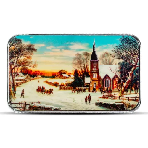 1 oz Christmas Morning Silver Bar (Color)