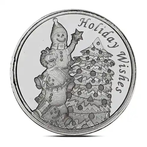 1 oz Christmas Snowmen Holiday Wishes Silver Round