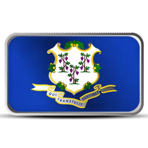 1 oz Connecticut State Flag Silver Bar (Colored)
