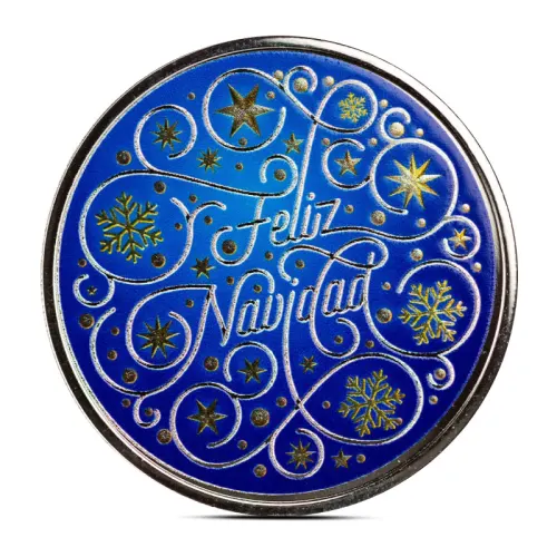 1 oz Feliz Navidad Silver Round (Color)