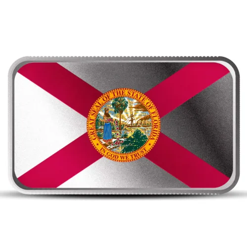 1 oz Florida State Flag Silver Bar (Colored)