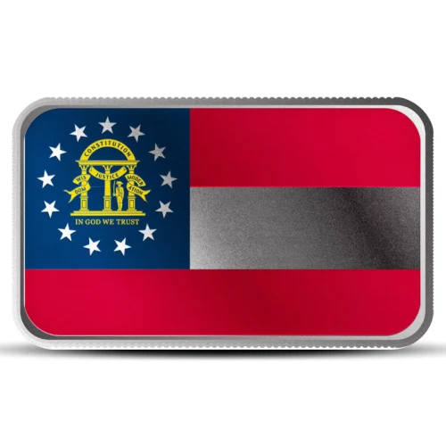 1 oz Georgia State Flag Silver Bar (Colored)