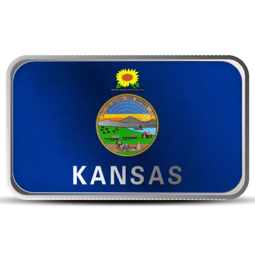 1 oz Kansas State Flag Silver Bar (Colored)