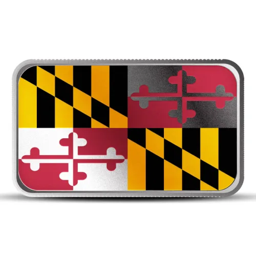 1 oz Maryland State Flag Silver Bar (Colored)